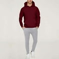 thumbnail image 1 of WMTBSRSW Mens Oversized 2 Piece Sweatsuit Outfits Solid Casual Hoodie Sweatshirt and Drawstring Joggers Sweatpants Set Tracksuit with Pokcets Wine S, 1 of 7