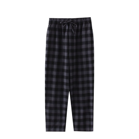 WMTBSRSW Mens Plaid Pajamas Pants Loose Wide Leg Drawstring Pants Lightweight Elastic Waist Open Bottom Pants with Pockets