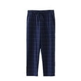 thumbnail image 1 of WMTBSRSW Mens Plaid Pajamas Pants Loose Wide Leg Drawstring Pants Lightweight Elastic Waist Open Bottom Pants with Pockets, 1 of 3