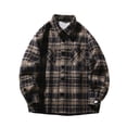 thumbnail image 1 of WMTBSRSW Mens Plus Size Flannel Shirt Plaid Long Sleeve Button Down Shirts Oversized Fall WInter Shacket Shirt Coat, 1 of 6