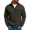 thumbnail image 1 of WMTBSRSW Mens Quarter Zip Pullover Long Sleeve Waffle Zip up Sweatshirt Casual Stand Collar Golf Sweaters with Pocket Green Large, 1 of 6