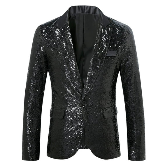 WMTBSRSW Mens Sequin Blazer Jackets Stylish Tuxedo Jacket for Holiday Party One Button Lightweight Sport Coat with Pockets Y2k Clothes Trendy Blazer Jackets