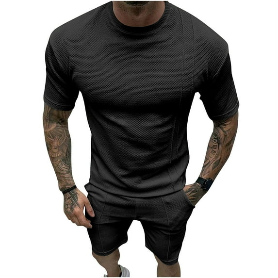 WMTBSRSW Mens Short Sets 2 Piece Outfits Summer Sweatsuit Short Sleeve T Shirts and Shorts Casual Athletic Sets