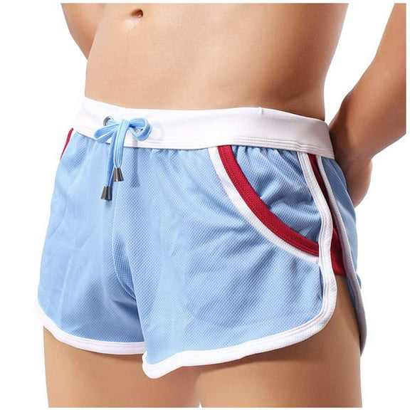 WMTBSRSW Mens Side Slit Bodybuilding Shorts Patchwork Running Workout Gym Shorts Drawstring Athletic Sports Casual Short Pants