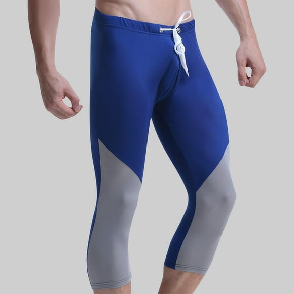 WMTBSRSW Mens Swim Capri Pants Long Patchwork Swim Tights High Waisted Drawstring Leggings Rash Guard Swimming Pants