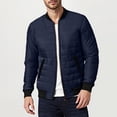 thumbnail image 1 of WMTBSRSW Men's Bomber Puffer Jackets Winter Warm Zip up Coat Solid Casual Long Sleeve Quilter Jacket Crewneck Outwear with Pockets No Hood XL, 1 of 8
