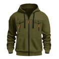 thumbnail image 1 of WMTBSRSW Mens Zip Up Hooded Sweatshirt Comfy Casual Cargo Hoodies Fashion Drawstring Sweatshirts with Multi Pockets Army Green XXL, 1 of 2