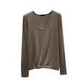 thumbnail image 1 of WMTBSRSW Modal Long Sleeve Sleep Shirt for Women Cozy Basic Loose Layering Tops Fall Winter Solid Undershirts Regular Big and Tall Gray XXXL, 1 of 6