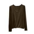 thumbnail image 1 of WMTBSRSW Modal Long Sleeve Sleep Shirt for Women Cozy Basic Loose Layering Tops Fall Winter Solid Undershirts Regular Big and Tall Green M, 1 of 6
