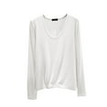thumbnail image 1 of WMTBSRSW Modal Long Sleeve Sleep Shirt for Women Cozy Basic Loose Layering Tops Fall Winter Solid Undershirts Regular Big and Tall White XXL, 1 of 6