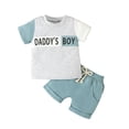 thumbnail image 1 of WMTBSRSW Newborn Baby Boys Outfits Daddy's Boy Short Sleeve Color Block T-Shirt Top Short Jogger Pant Set Infant Casual Summer Clothes 0-3 Years, 1 of 9