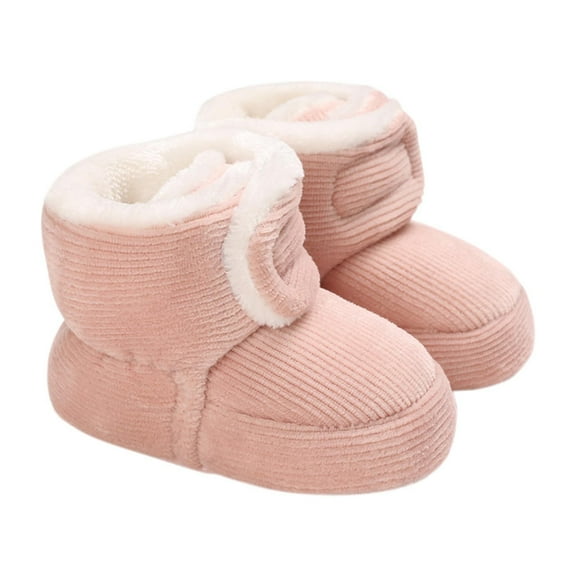 WMTBSRSW Newborn Baby Winter Boots Ankle Snow Booties Cozy Fleece Socks Shoes with Grippers Stay On Slipper Infant Toddler Crib Shoes