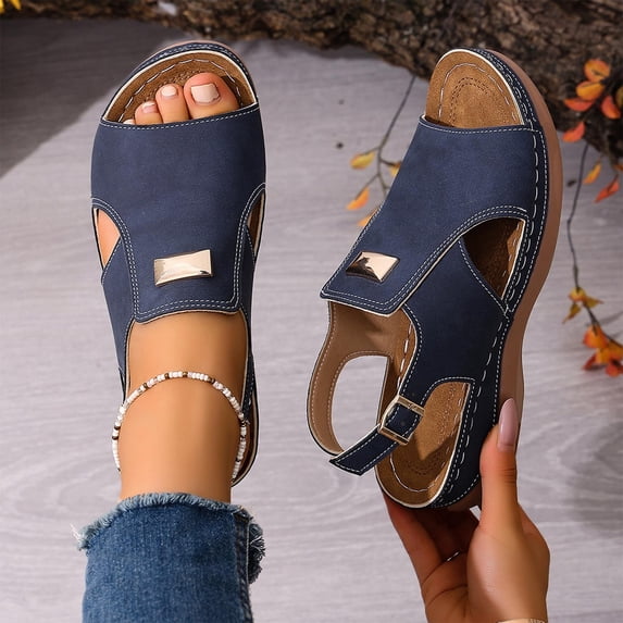 WMTBSRSW Orthopedic Sandals for Women Arch Support Comfortable Flat Sandals with Adjustable Strap Open Toe Platform Sandals for Summer Beach Walking