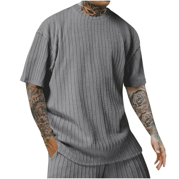 WMTBSRSW Oversized Shirts for Men Loose Casual Knit Short Sleeve Tee Lightweight Summer Ribbed Crewneck Workout Tops