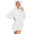 thumbnail image 1 of WMTBSRSW Pajamas Dresses for Women Plush Hooded Dress Winter Warm Long Sleeve Fuzzy Fleece Cute Bear Ear Nightgown Sleepwear White Medium, 1 of 9