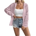 thumbnail image 1 of WMTBSRSW Petite Oversized Hoodies for Women Ruched Zip up Hooded Sweatshirt Solid Color Long Sleeve Fall Jackets with Pockets Pink L, 1 of 4