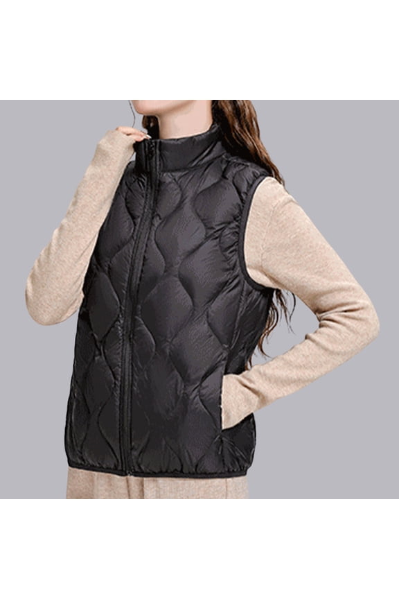 Petite Puffer Vest for Women Lightwieght Sleeveless Zip up Quilted Coat Trendy Stanf Collar Casual Winter Warm Outwear
