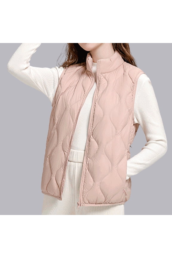 Petite Puffer Vest for Women Lightwieght Sleeveless Zip up Quilted Coat Trendy Stanf Collar Casual Winter Warm Outwear