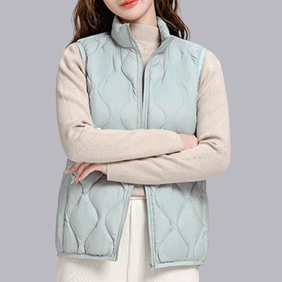 WMTBSRSW Petite Puffer Vest for Women Lightwieght Sleeveless Zip up Quilted Coat Trendy Stanf Collar Casual Winter Warm Outwear