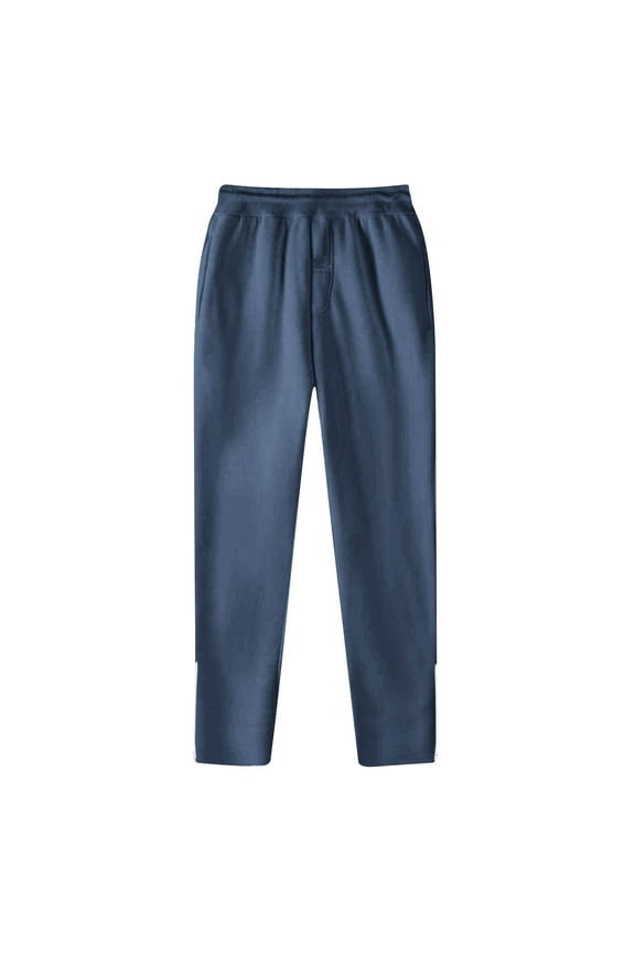 Petite Women's Joggers Pants Fleece Elastic Waisted Running Sweatpants with Pockets Solid Color Zipper Ankle Straight Leg Lounge Wear Navy M