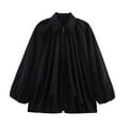 thumbnail image 1 of WMTBSRSW Petite Womens Dressy Casual Blouses Ruffle Long Sleeve Shirts Pleated Business Somck Neck Tops Trendy Fall Outfits Black S, 1 of 2