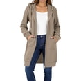 thumbnail image 1 of WMTBSRSW Petite Zip Up Hoodies for Women Long Sleeve Oversized Hooded Sweatshirts Lightweight Fleece Mid Length Jackets Fall Winter Coat with Pockets 11 Color Beige M, 1 of 8