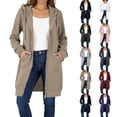 thumbnail image 1 of WMTBSRSW Petite Zip Up Hoodies for Women Long Sleeve Oversized Hooded Sweatshirts Lightweight Fleece Mid Length Jackets Fall Winter Coat with Pockets 11 Color Dark Gray S, 1 of 8