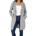 thumbnail image 1 of WMTBSRSW Petite Zip Up Hoodies for Women Long Sleeve Oversized Hooded Sweatshirts Lightweight Fleece Mid Length Jackets Fall Winter Coat with Pockets 11 Color Gray L, 1 of 8
