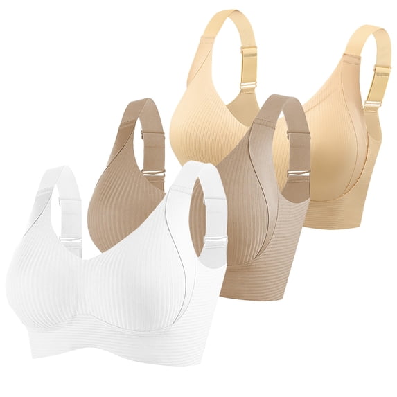 WMTBSRSW Plus Size (M-5XL)Bras for Women No Underwire Seamless T Shirts Bras Comfortable Wireless Full Coverage Bralettes Adjustable Strap 3 Pack
