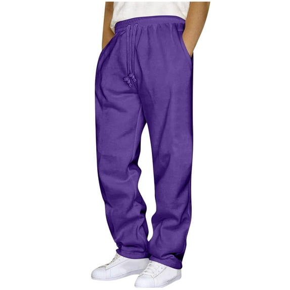 WMTBSRSW Plus Size S-6XL Sweatpants for Men Casual Wide Leg Baggy Sweatpants High Waisted Drawstring Sweat Pants Gym Loose Joggers Purple 3X-Large
