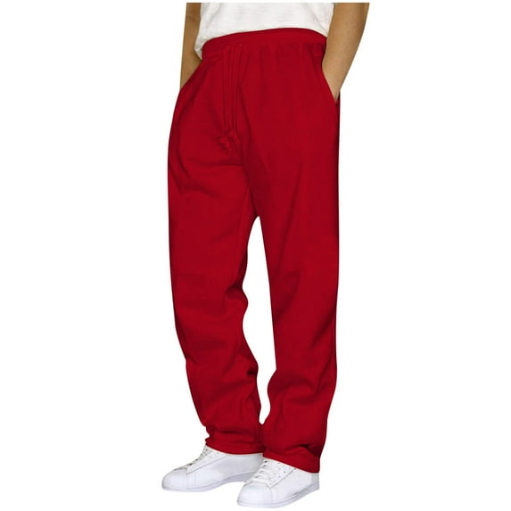 WMTBSRSW Plus Size S-6XL Sweatpants for Men Casual Wide Leg Baggy Sweatpants High Waisted Drawstring Sweat Pants Gym Loose Joggers Red 4X-Large