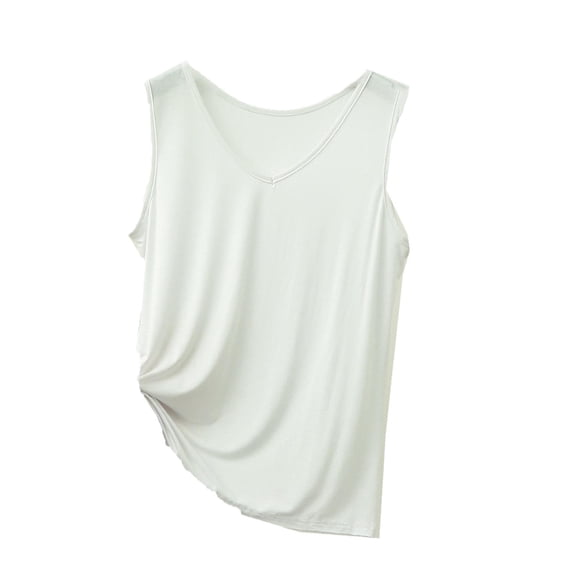WMTBSRSW Plus Size Tank Top Woman Casual Soft V Neck Sleeveless Classic Tops Basic Yoga Top Layering Tank Top Solid Basic Undershirt White XL