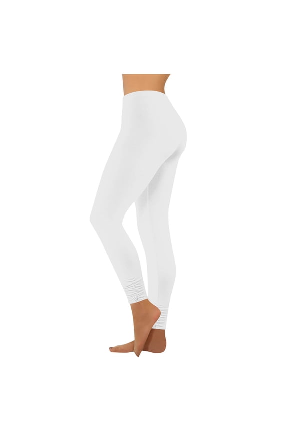 Ruched Legging for Women Seamless Tummy Control Yoga Leggings Stretchy High Waisted Workout Gym Skinny Pants XS-5XL Petite Tights White Large