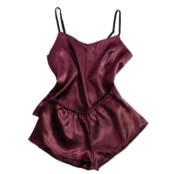 dazeni Satin Silk Pajama Set for Women Summer Comfy Pjs Sets Lightweight Camisole Top and Shorts Comfortable 2 Piece Sleepwear Loungewear