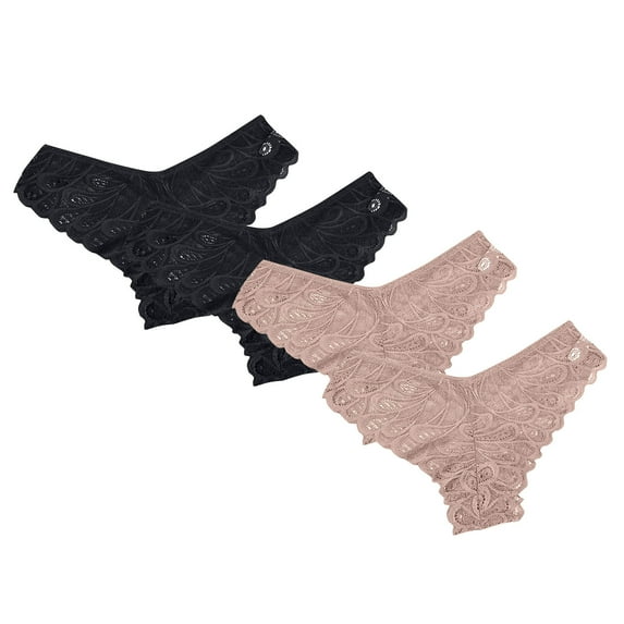 WMTBSRSW Seamless Thongs for Women Lace Briefs Underwear 4 Pack T Back Stretch Thongs Panties Low Rise Hipster Breathable Soft Panties Cheeky Panty
