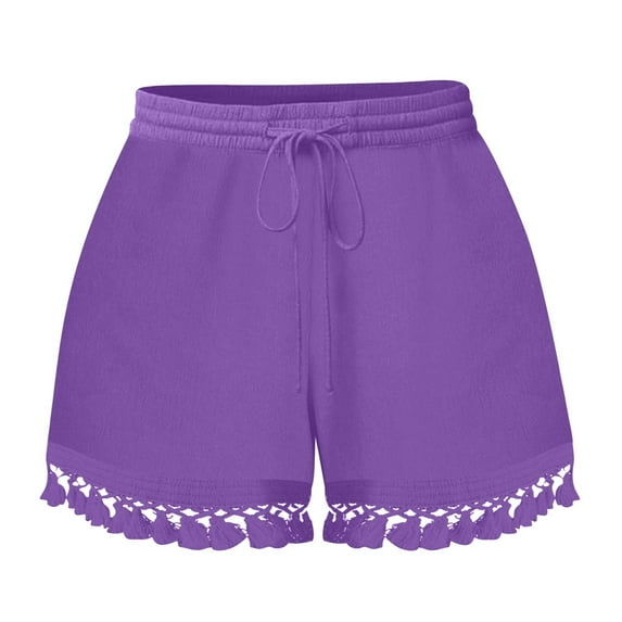 WMTBSRSW Shorts for Women Casual Summe Trendy 2024 Elastic High Waist Pants Lace Yoga Lounge Shorts Loose Comfy Beach Oufits
