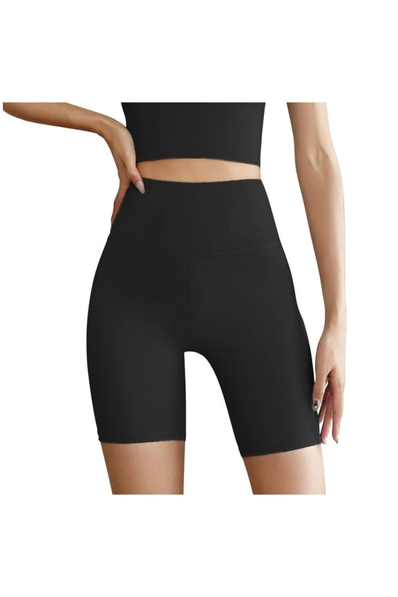 Spandex Yoga Shorts for Women No Front Seam High Waist Biker Shorts Tummy Control Yoga Workout Gym Bike Shorts Solid Comfy Stretch Boxer Briefs
