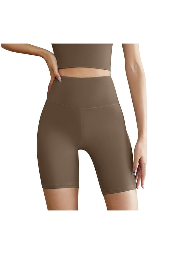 Spandex Yoga Shorts for Women No Front Seam High Waist Biker Shorts Tummy Control Yoga Workout Gym Bike Shorts Solid Comfy Stretch Boxer Briefs