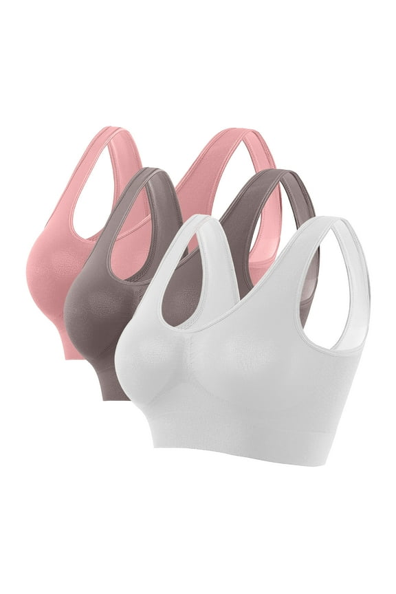 Sports Bras Women 3 Pack Set Plus Size Large Bust Seamless U-Back Bra No Underwire High Impact Support Push Up Bra