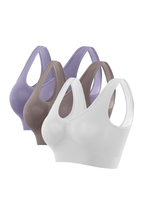 Sports Bras Women 3 Pack Set Plus Size Large Bust Seamless U-Back Bra No Underwire High Impact Support Push Up Bra