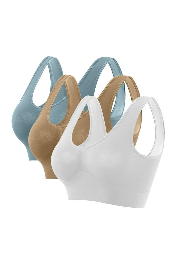 Sports Bras Women 3 Pack Set Plus Size Large Bust Seamless U-Back Bra No Underwire High Impact Support Push Up Bra