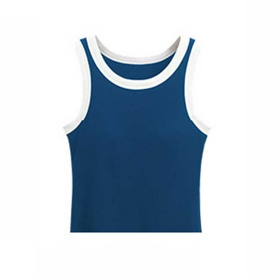 WMTBSRSW Sports Crop Tank Tops for Women Color Block Cropped Workout Tops Smock Neck Running Yoga Tanks Slim Fit Basic Sleeveless Gym Shirts