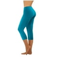 thumbnail image 1 of WMTBSRSW Stretch Yoga Workout Capris for Women Solid Basic Capri Leggings High Waisted Below Knee Length Leggings Casual Active, 1 of 6