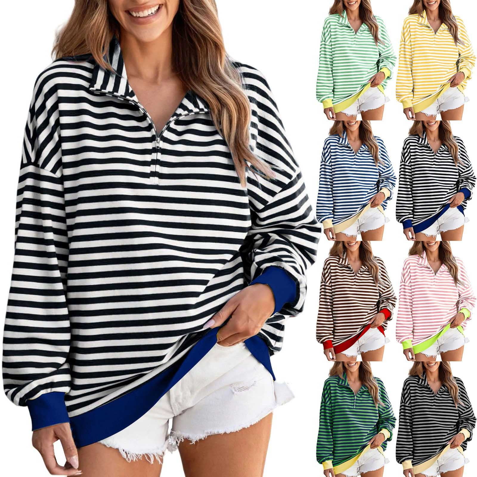 WMTBSRSW Striped Long Sleeve Shirt Women Y2k Oversized Vintage