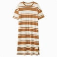 thumbnail image 1 of WMTBSRSW Striped Nightgowns for Women Comfy Cotton Oversized T Shirt Dress Loose Casual Short Sleeve Crewneck Sleep Dress Long Sleepwear, 1 of 7