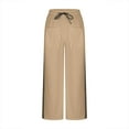 thumbnail image 1 of WMTBSRSW Striped Palazzo Pants for Women Y2k Pants Wide Leg Baggy Sweatpants Comfy High Waisted Trousers with Pockets Khaki L, 1 of 4