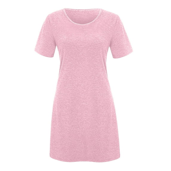 WMTBSRSW Summer Dresses for Women 2025 Short Sleeve Basic T Shirts Dresses Loose Casual Crewneck Flowy Midi Dress
