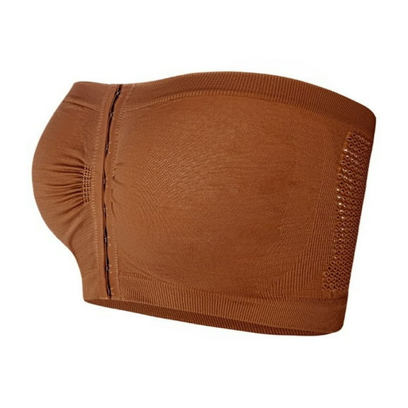 WMTBSRSW Summer Sales Women Front Zipper Bandeau Bra Padded Strapless Bralette Breathable Push up Bra Seamless Bandeau Tube Top