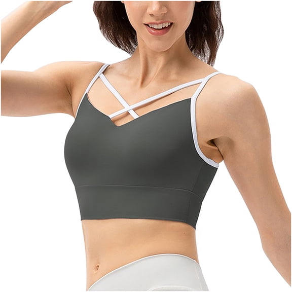 WMTBSRSW Summer Sales Women's Sports Bra Cross Front Strappy Seamless Yoga Gym Workout Stretch Lift Up Bralettes with Padded Fitness Longline Bras Vest