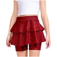 thumbnail image 1 of WMTBSRSW Summer Shorts Girls Metallic Skater Skort with Undershorts 2 in 1 Tiered Flowy Shorts Athletic Running Tennis Skirts Red 9 -10Years, 1 of 6